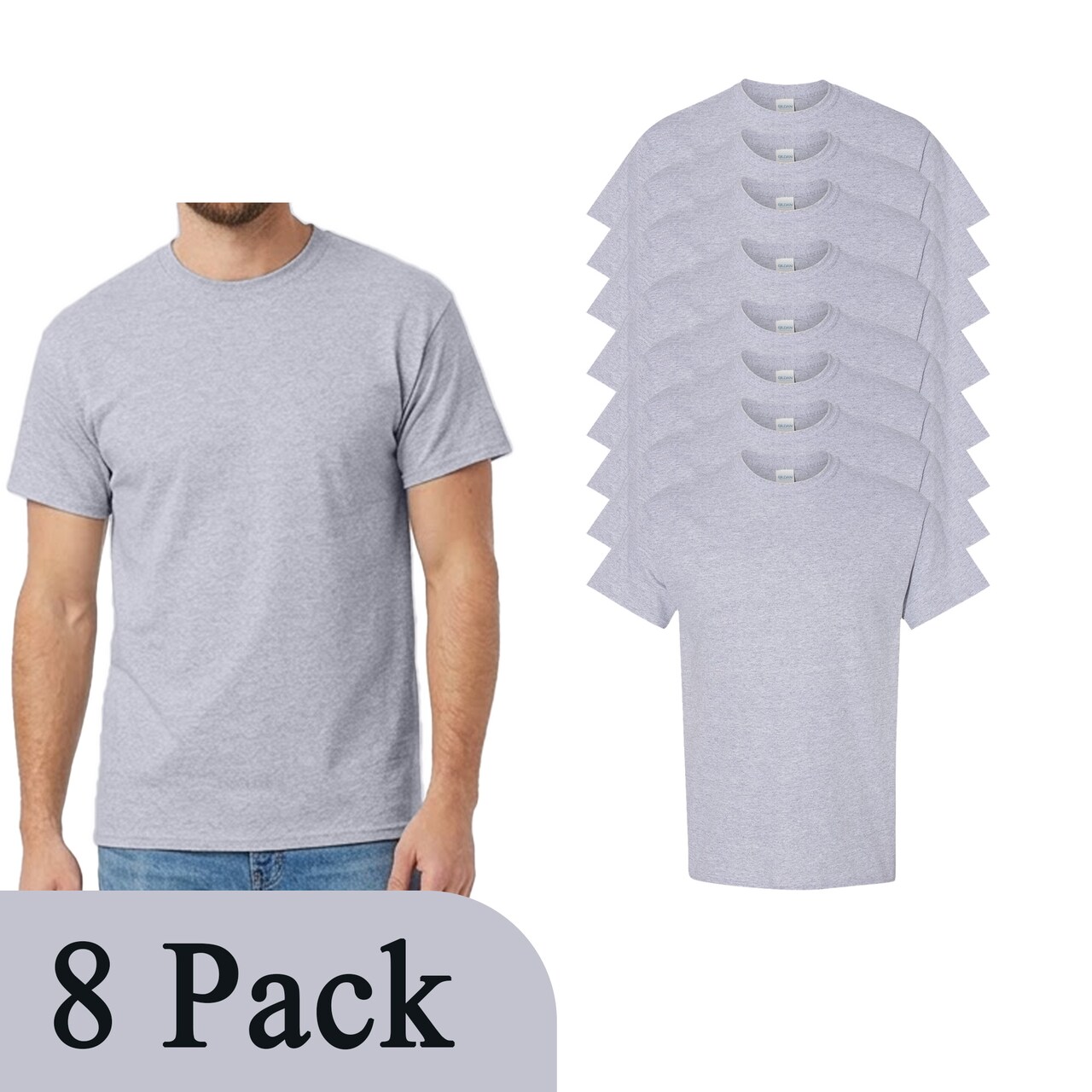 Gildan Unisex Heavy Cotton Sport Grey Craft Blank T-Shirt, HTV Projects (2–14 Pack)